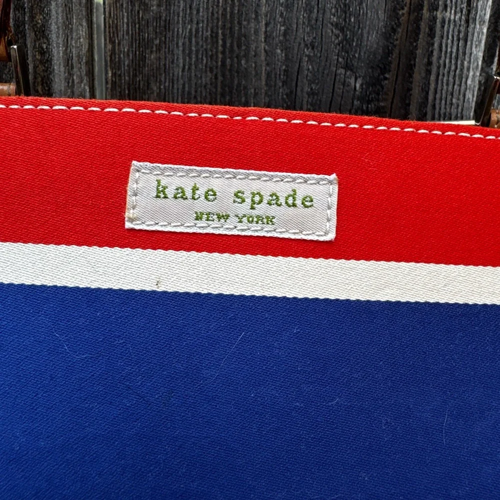 Vintage Kate Spade Beach Multicolor Pinstripe Tote Style Shoulder Bag Purse